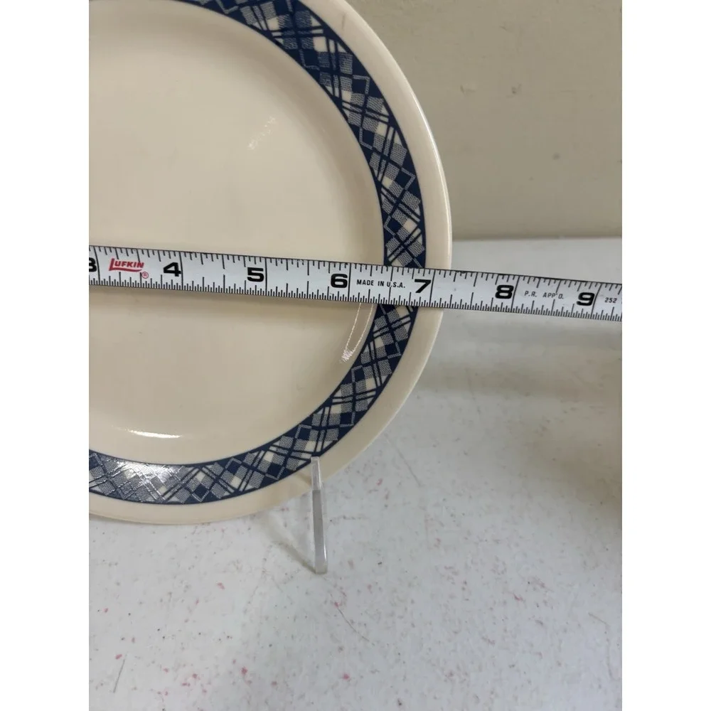 Corelle BLUE PLAID Salad Dessert Bread Plate 7 1/4